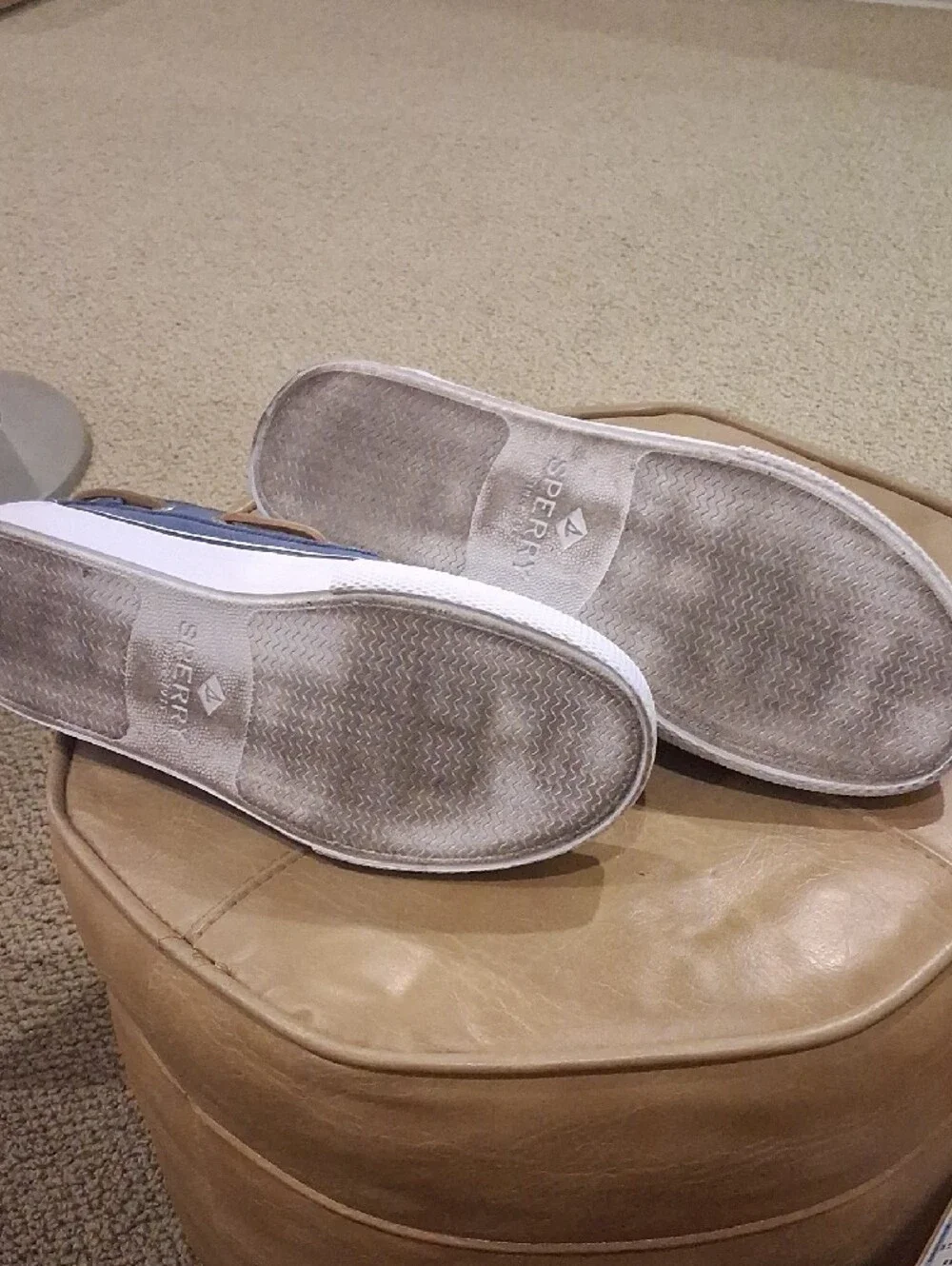 Sperry Navy Canvas Boat Shoes with Tan Leather Trim